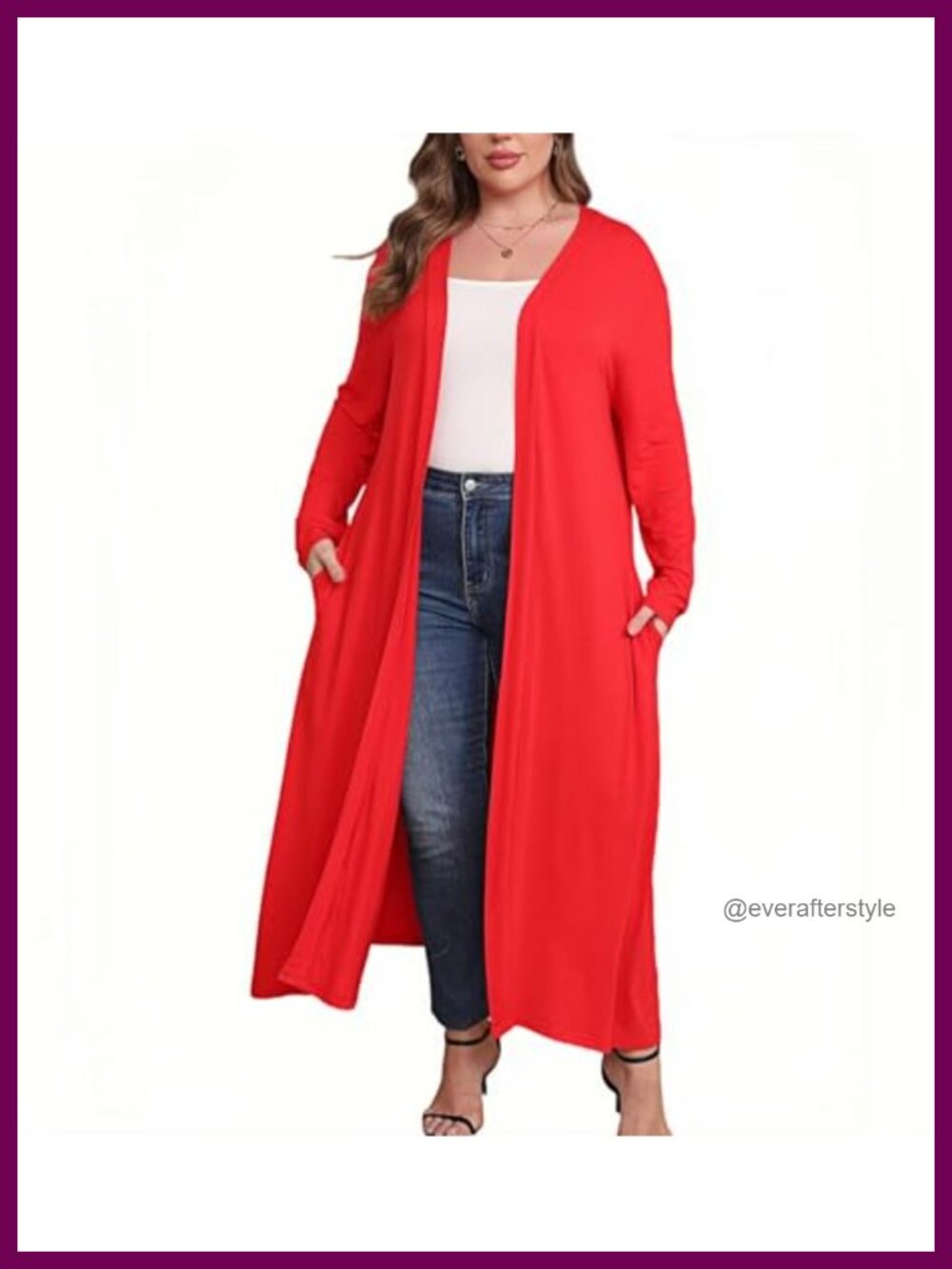 Plus Size Lightweight Maxi Duster Cardigan Open Front Pockets